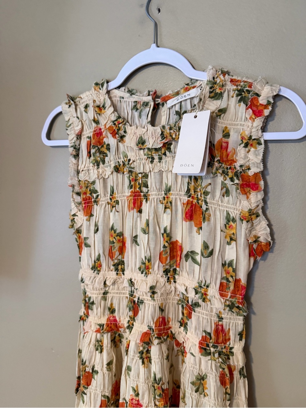 Doen Martha Orange Floral Sleeveless Mini Dress NEW - Picture 4 of 12